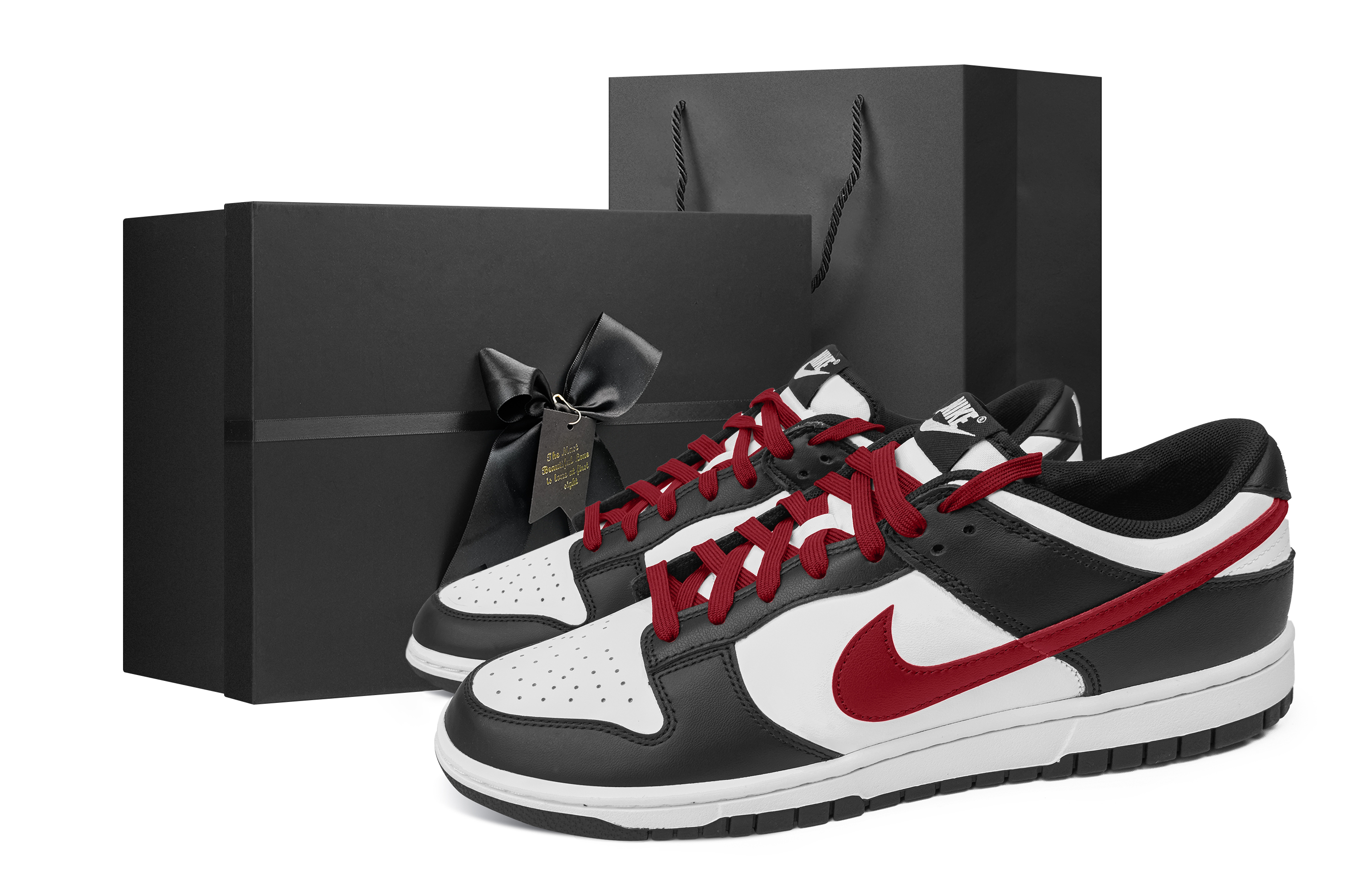 

Nike Кроссовки для скейтбординга Dunk, мужские, низкие, черные/белые/красные