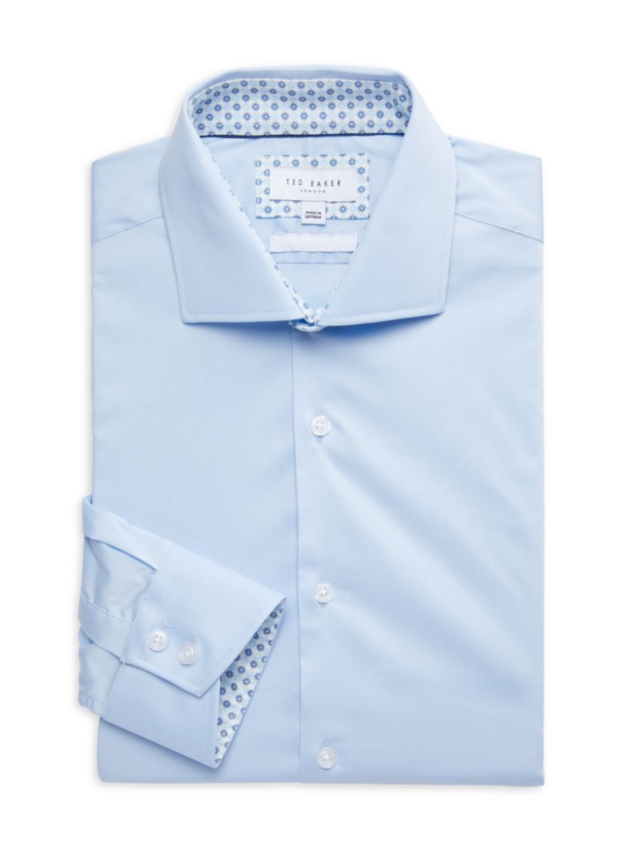 

Рубашка-рубашка Slim Fit из хлопковой смеси Ted Baker, синий