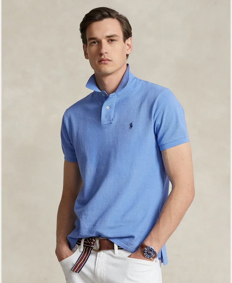 Мужское поло из пике Custom Polo Ralph Lauren, синий