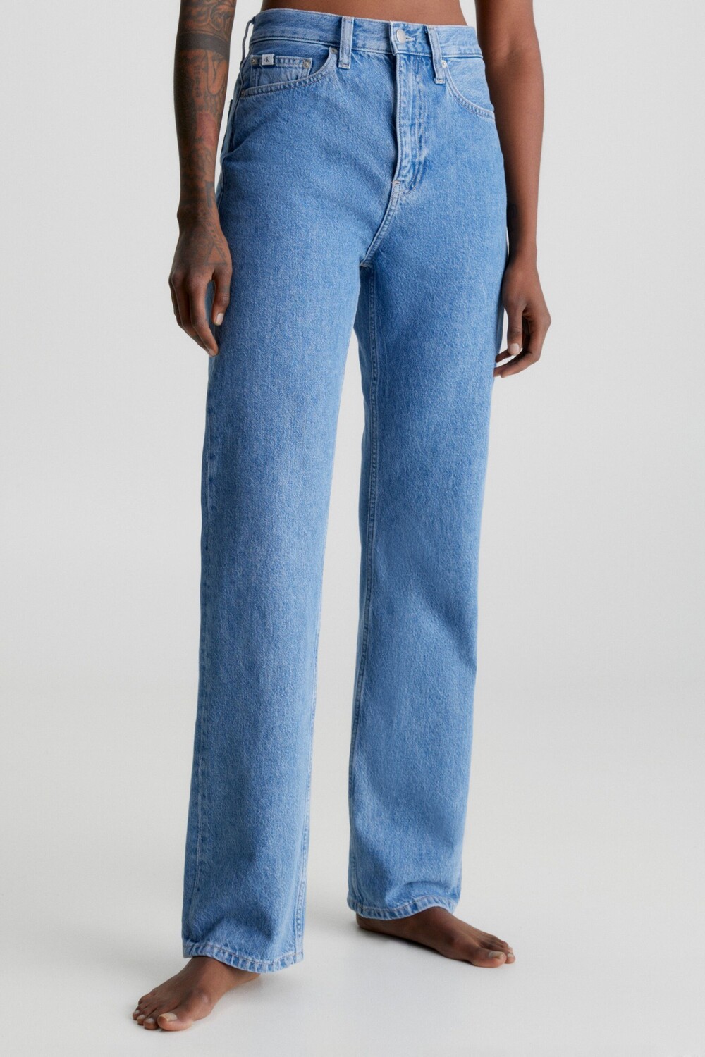 

Синие джинсы с завышенной талией и прямыми штанинами Calvin Klein Jeans, синий