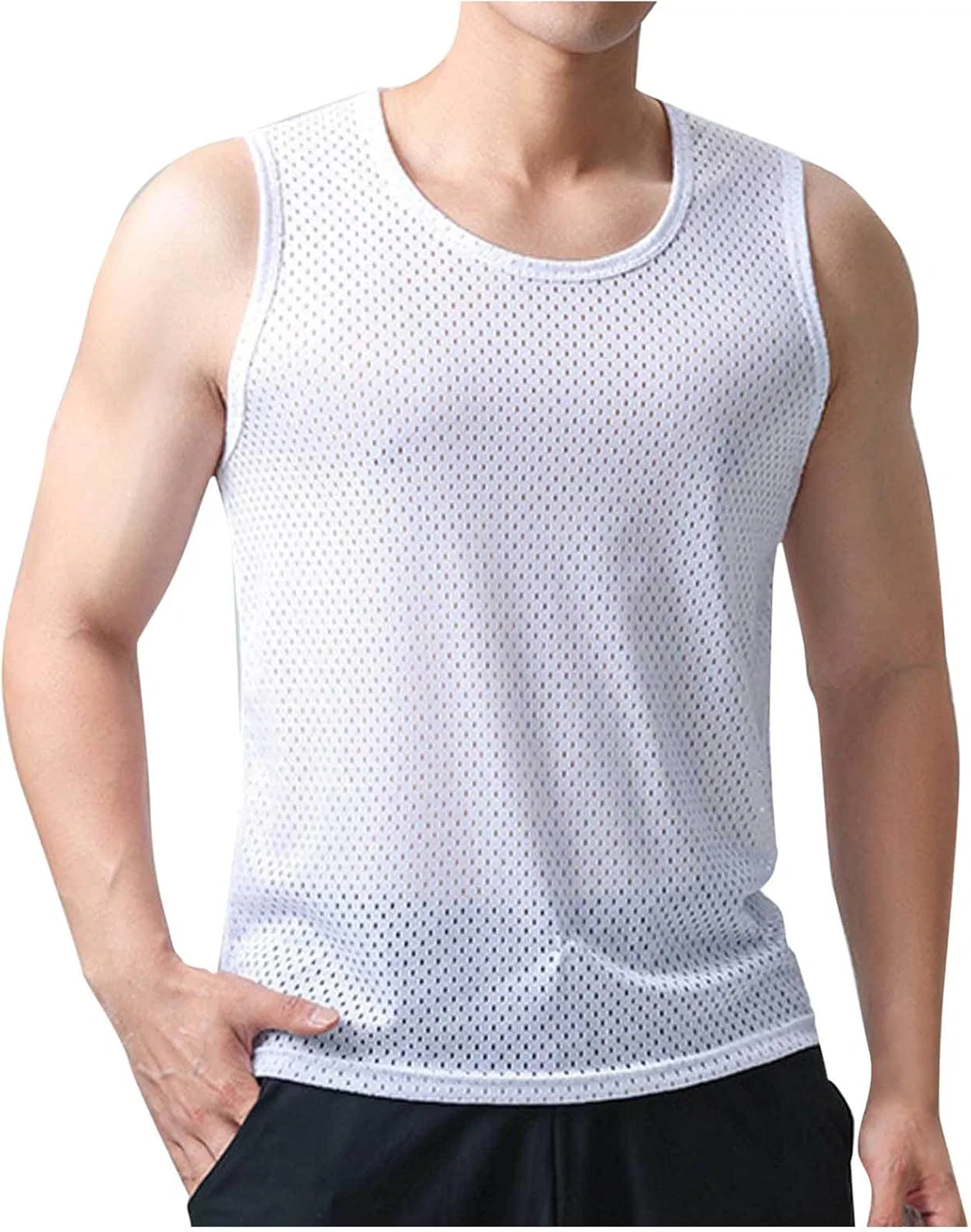 Мужской топ-сетка с быстросохнущей тканью, Generic, White