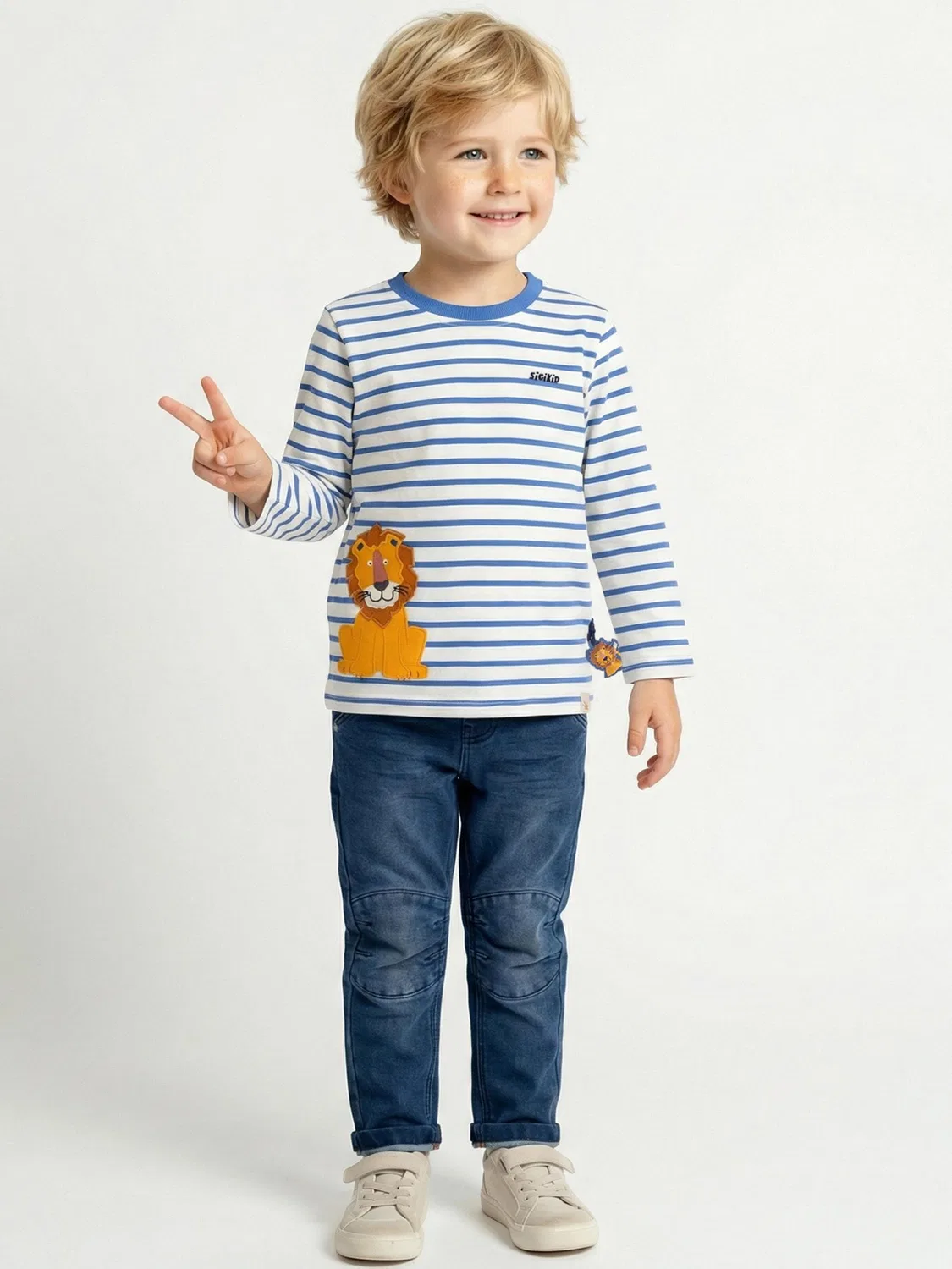 Рубашка Sigikid Langarmshirt Tiger & Löwe, мультиколор — фото 3
