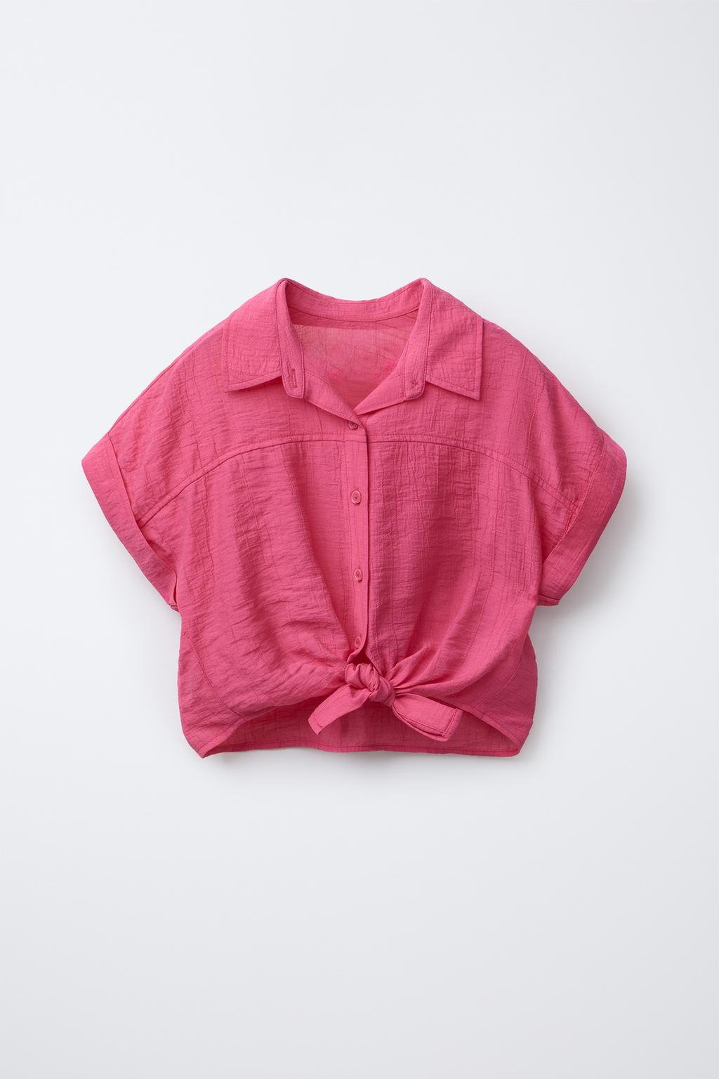 

Текстурированная рубашка с узлом ZARA, цвет Fuchsia