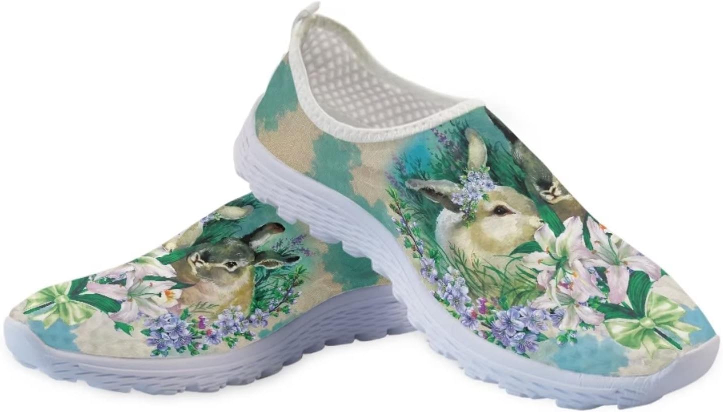 

Кеды Belidome Slip On Clipper для женщин и мужчин, повседневная комфортная обувь для ходьбы и бега, Easter Rabbit