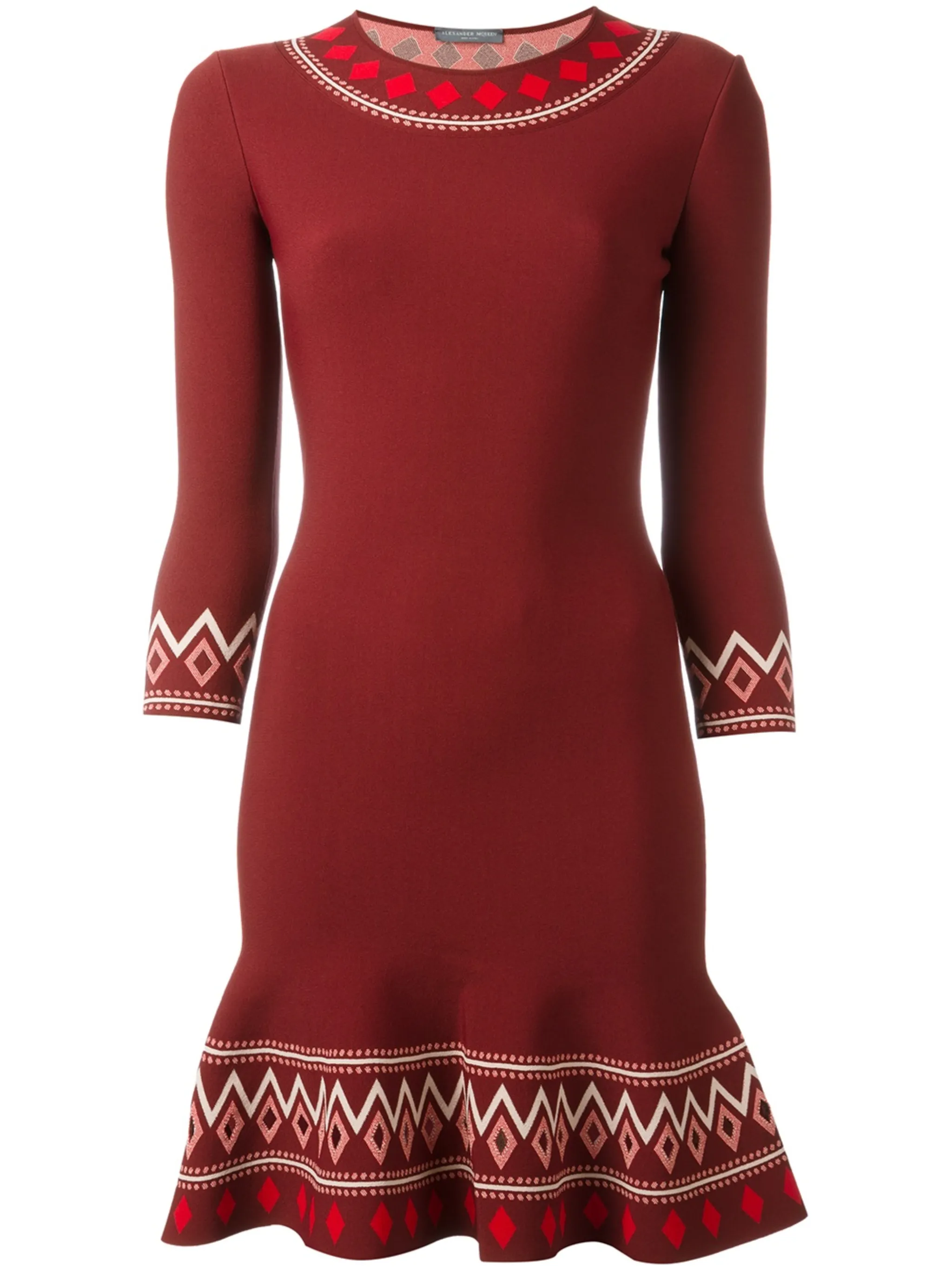 

Платье А-образного силуэта с узором Alexander Mcqueen, красный