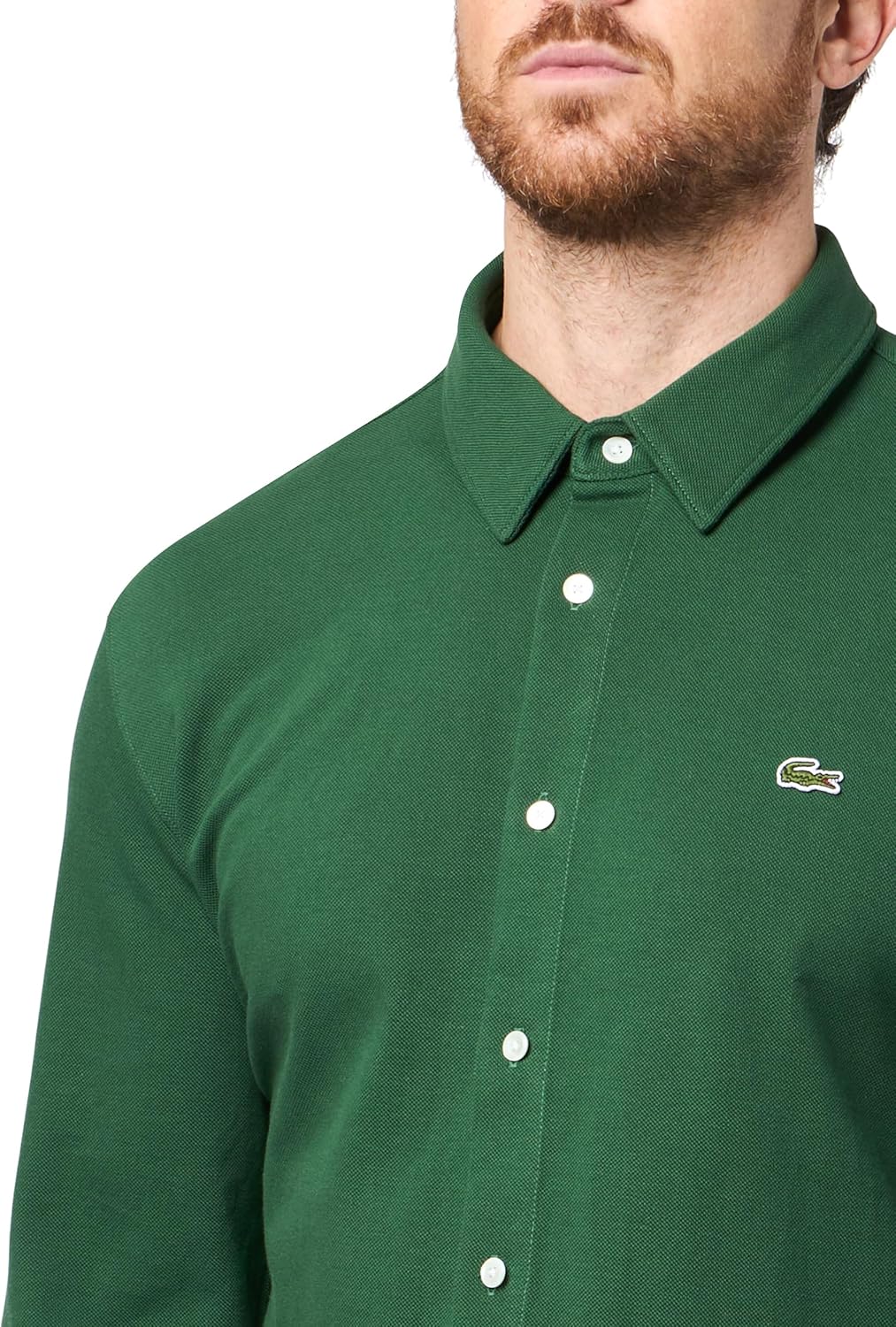 Мужская рубашка Lacoste Slim Fit из хлопкового пике, Green — фото 3