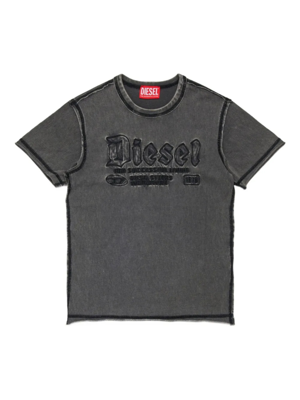 

Diesel Kids футболка с вышитым логотипом, черный