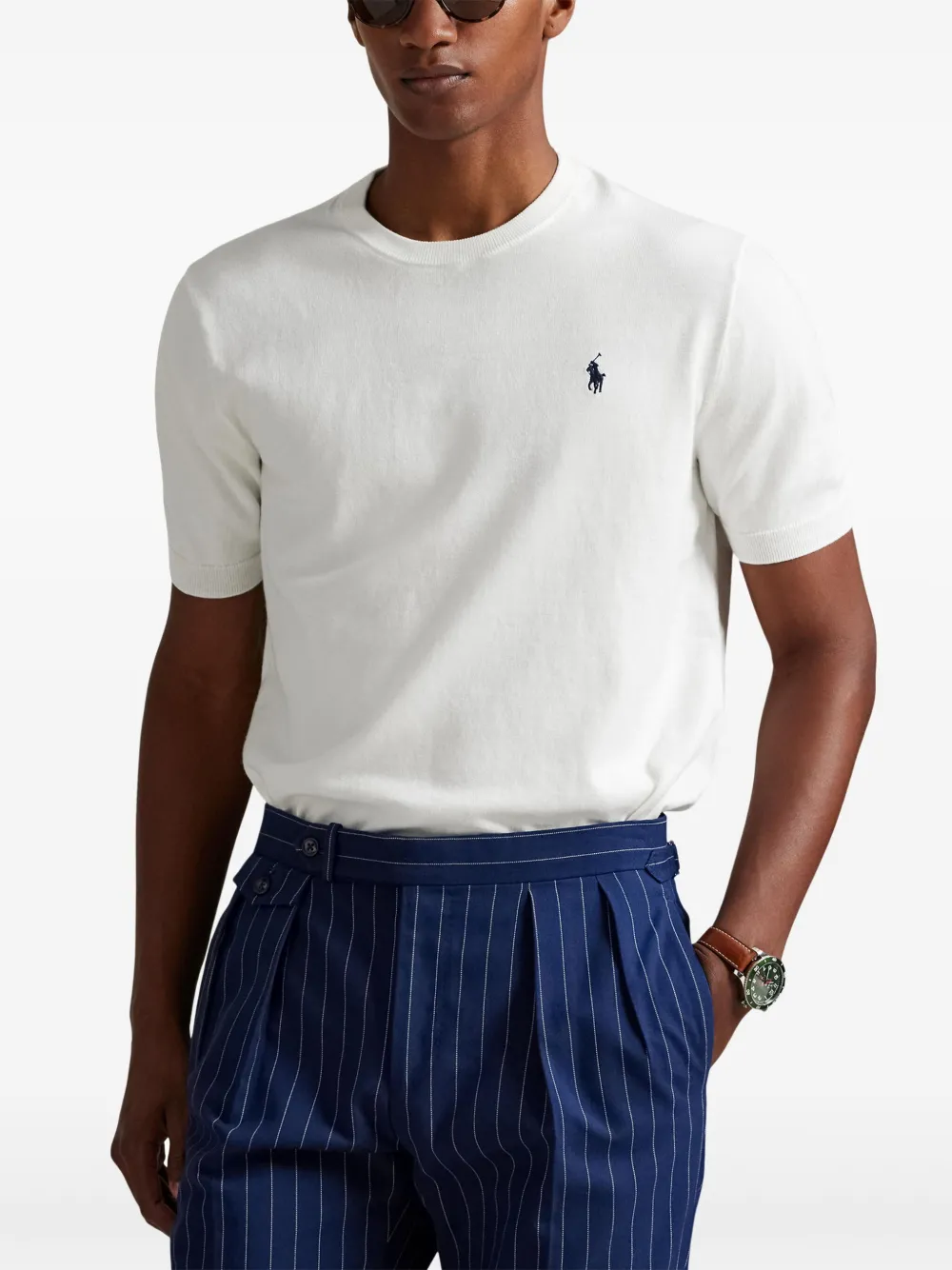 Футболка с круглым вырезом и вышивкой Polo Ralph Lauren, белый — фото 3