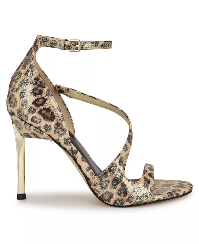 Женские асимметричные босоножки Shimmy на высоком каблуке-стилете Nine West, золотой — фото 2