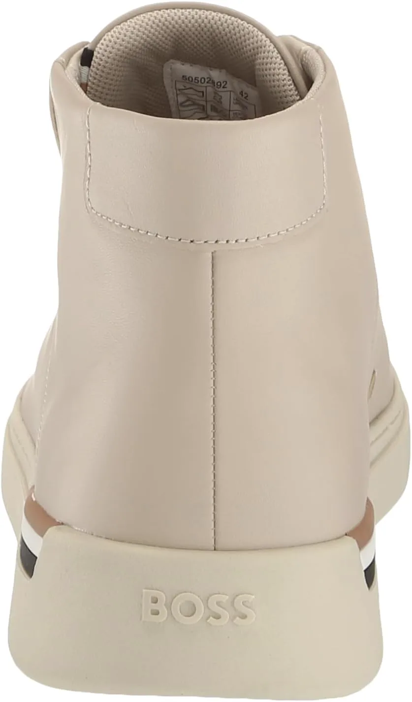 

Мужские высокие кроссовки из кожи BOSS Clint, бежевый