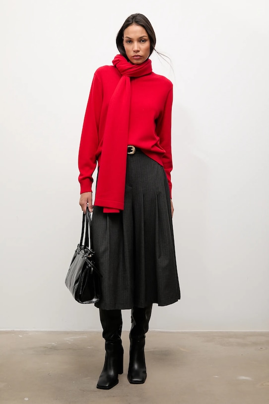 

Свитер из мериносовой шерсти с шалью Answear.Lab, красный