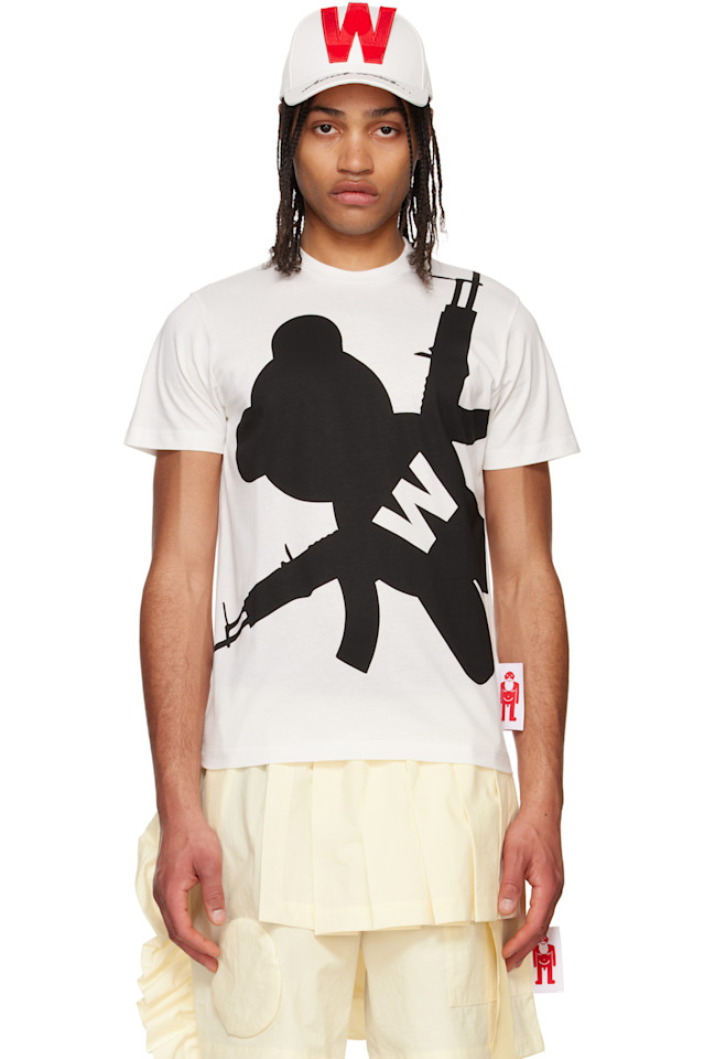 

Тенниска с медвежонком Shadow Walter Van Beirendonck, цвет milk