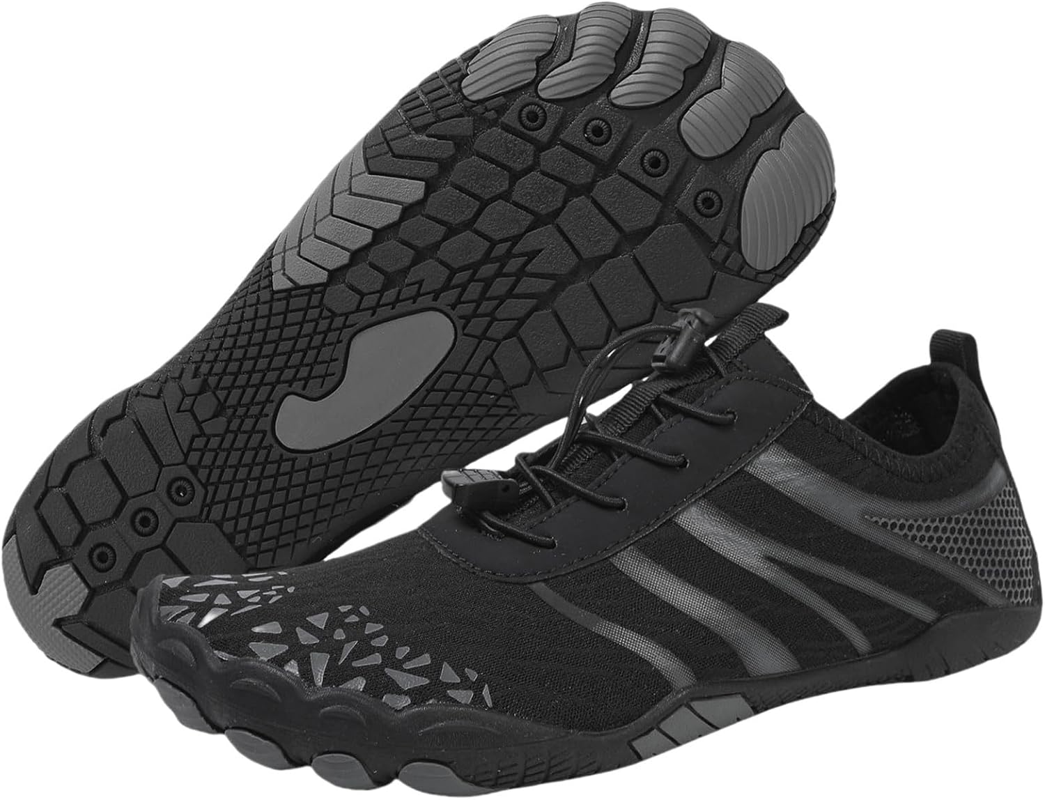 

Походные кроссовки для женщин и мужчин, с широким носком, нескользящая спортивная обувь, дышащая и удобная, быстросохнущая, подходят для походов, прогулок, бега, йоги и водных видов спорта Rianclud, черный