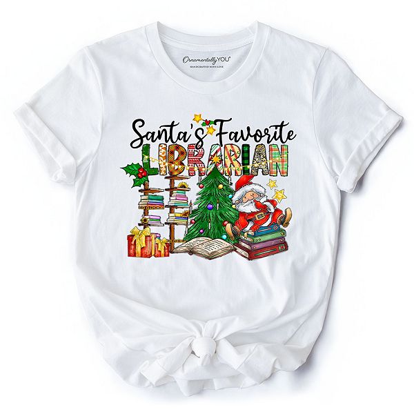 

Футболка Santa’S favorite librarian, футболка merry christmas Ornamentallyyou