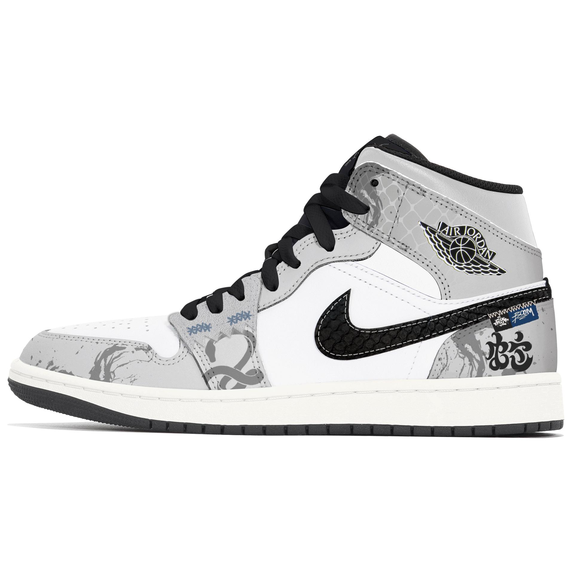 

Кроссовки баскетбольные мужские Air 1 Mid Top устойчивые к истиранию винтажные Light Gray Jordan, светло-серый