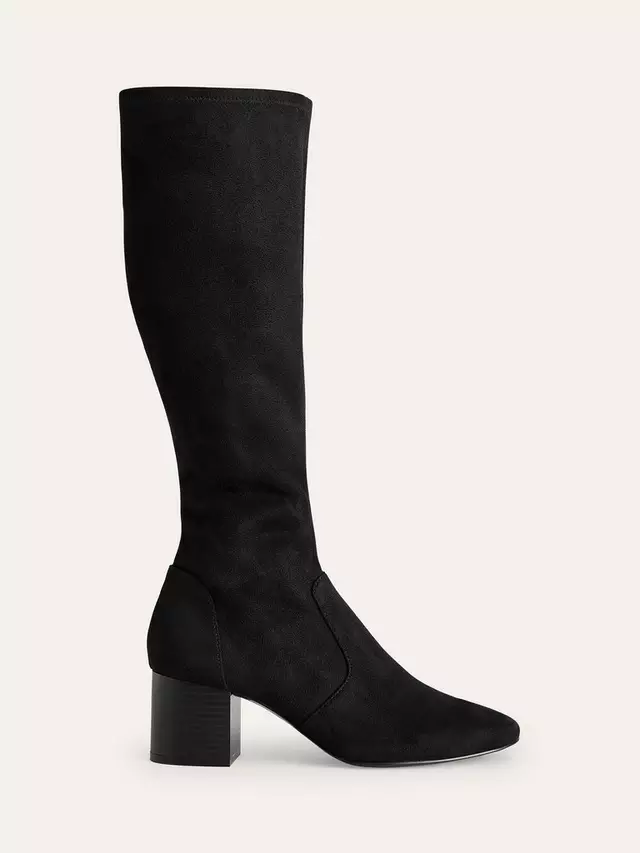 Ботинки Boden Heeled Stretch Suedette Knee, черный