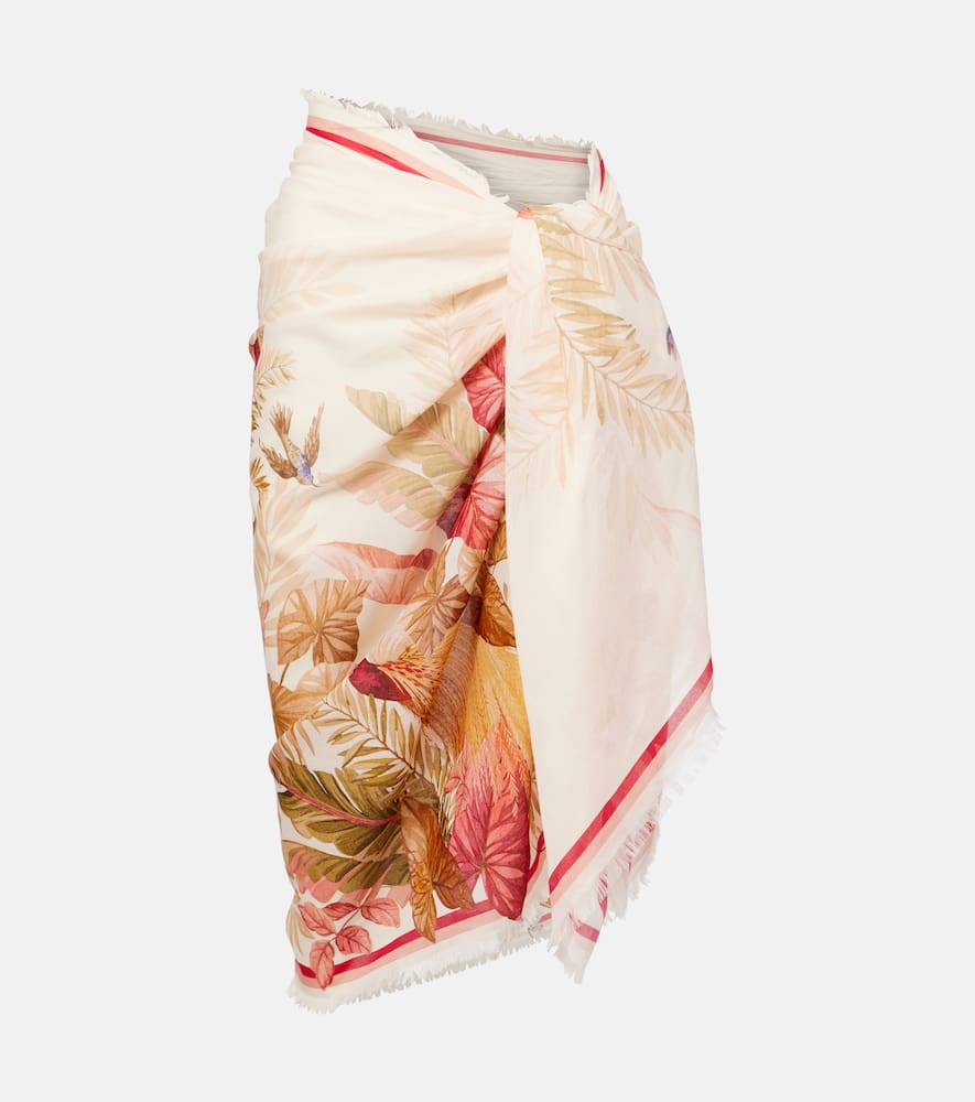 

Печатная хлопковая пляжная накидка Zimmermann, Cream Palm Floral