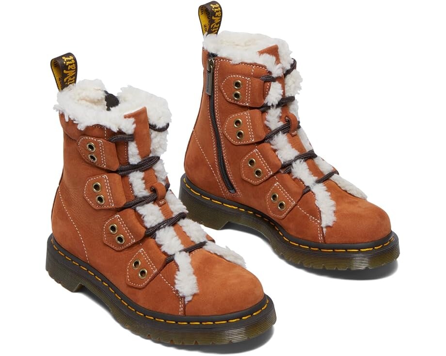 Туфли на плоской подошве Dr. Martens 1460 Lace To Toe Fur Lined Boots, желто-коричневый