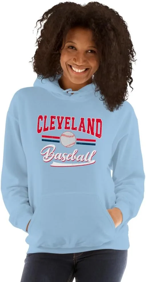 Винтажный худи Cleveland Baseball, потертый подарок для фанатов Cleveland Baseball, для женщин и мужчин Generic, светло-голубой