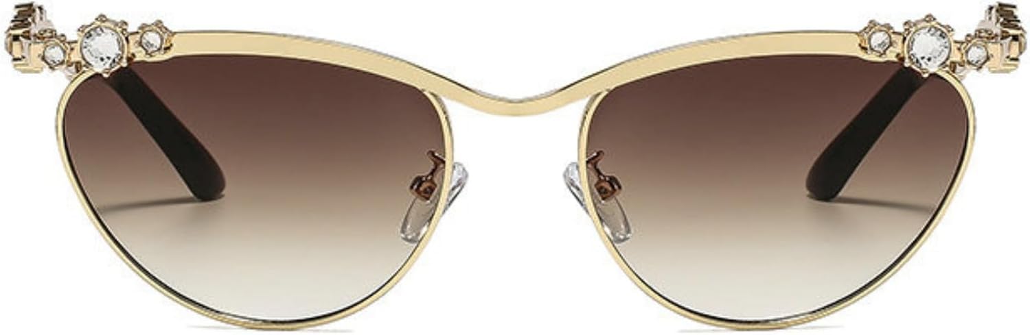 

Солнцезащитные очки Willochra в винтажном стиле «кошачий глаз» для женщин, роскошные, модные, в металлической оправе, со стразами, сексуальные очки для женщин, защита от ультрафиолета UV400, C5