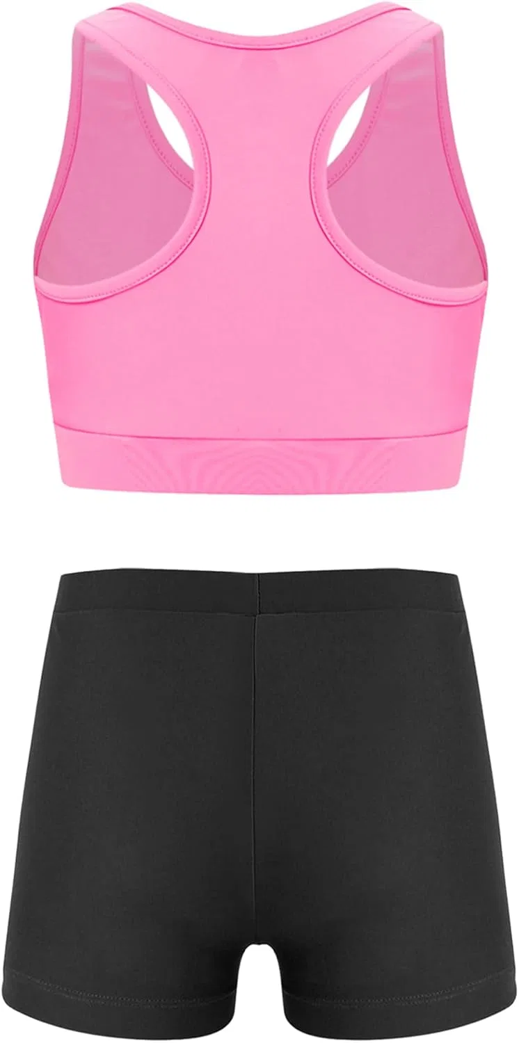 Детский спортивный комплект Crop Top и шорты Fldy, розовый — фото 2