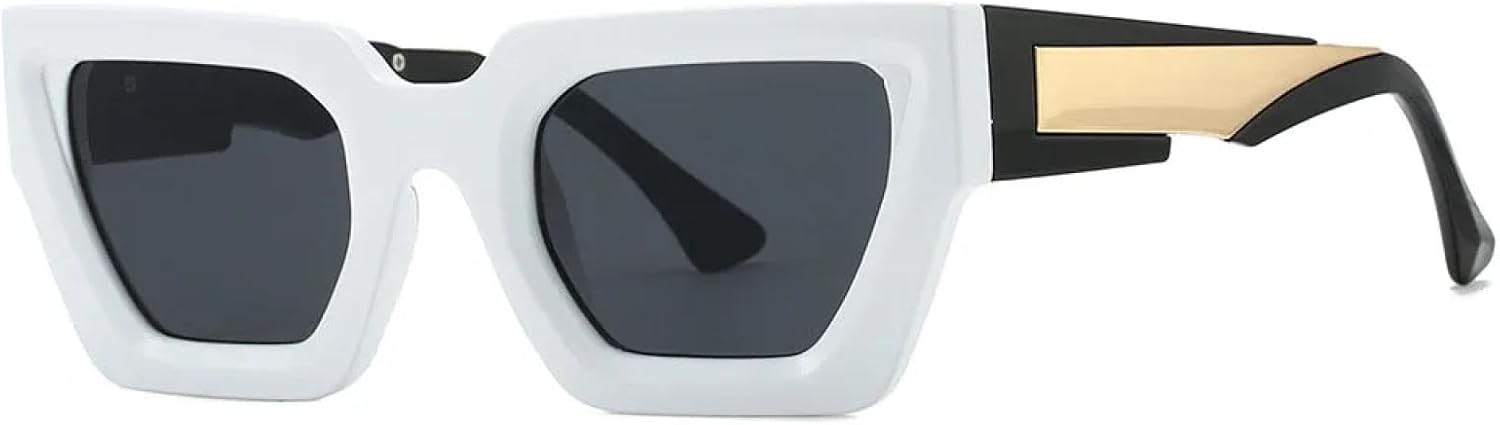 

Классические солнцезащитные очки в крупной оправе для женщин и мужчин, роскошные винтажные солнцезащитные очки, популярные розовые панк-очки для улицы, защита от УФ-излучения UV400 TKKTLLT, White Black