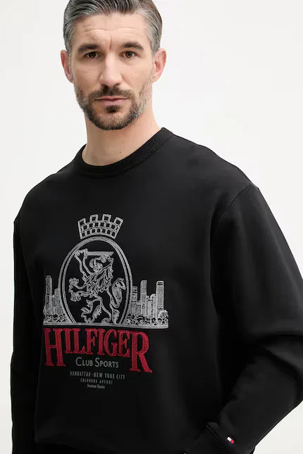 Худи мужское из хлопка Tommy Hilfiger, черный — фото 4