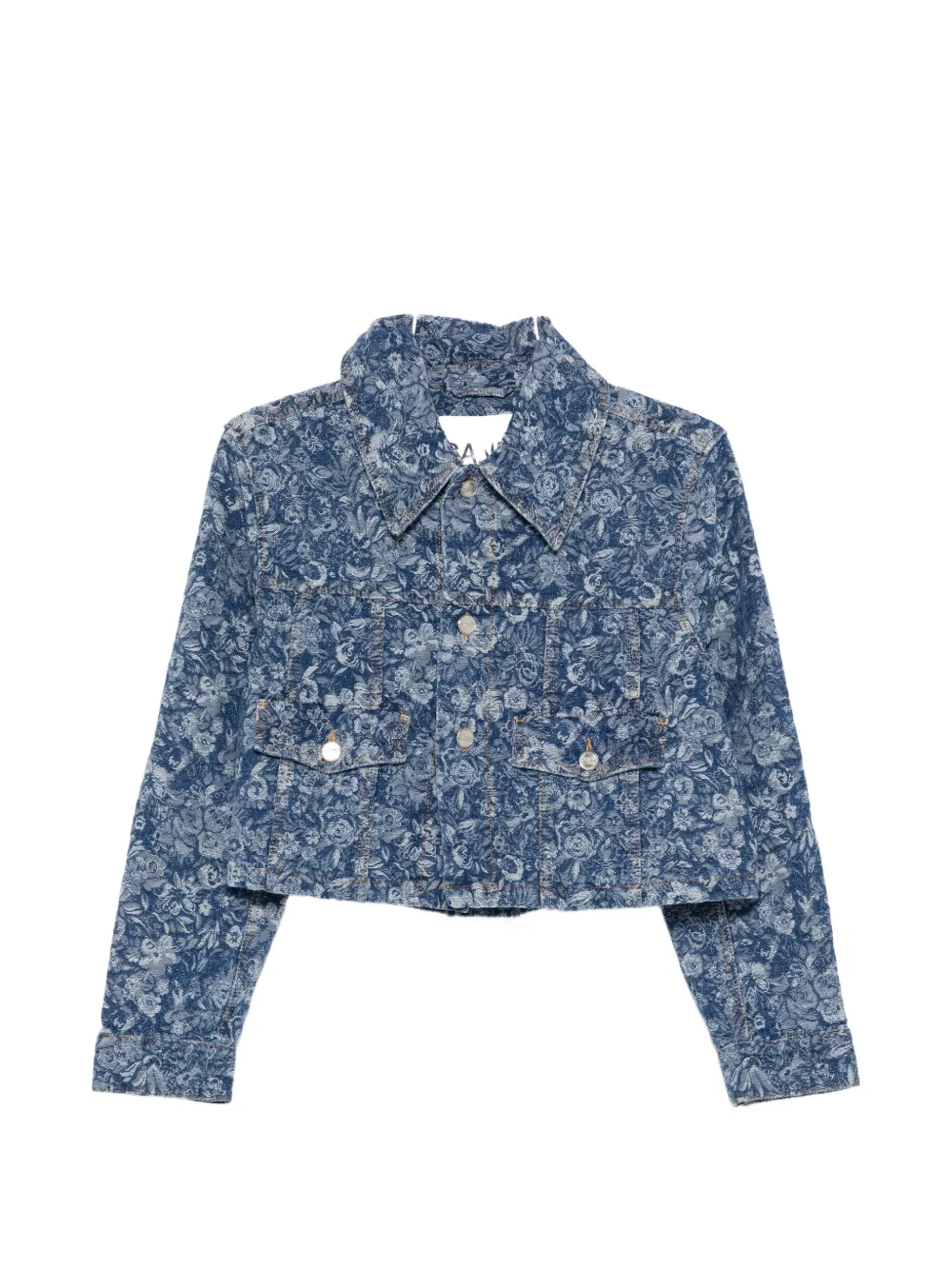 

Укороченный жакет с цветочным принтом Ganni, синий