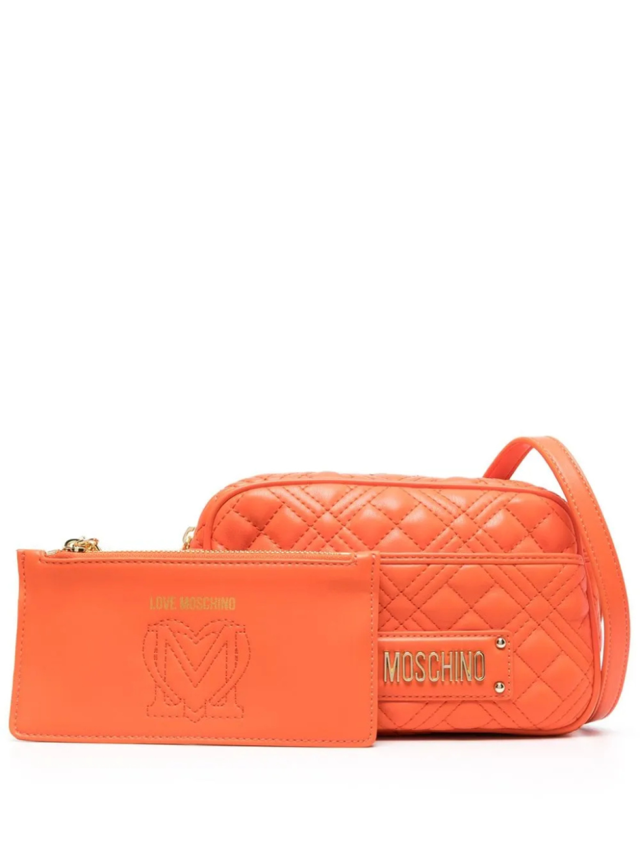 

Love Moschino стеганая сумка-сэтчел с логотипом, оранжевый