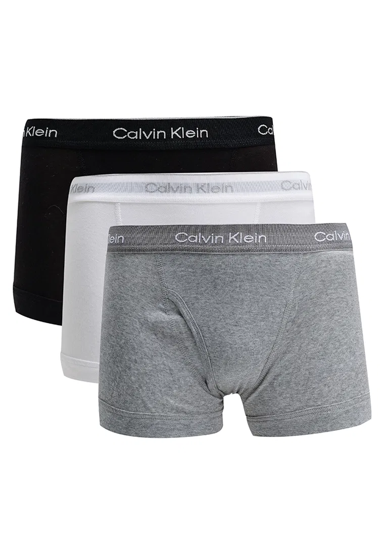 Трусы, 3 шт., Calvin Klein, хлопок, белый/черный/серый