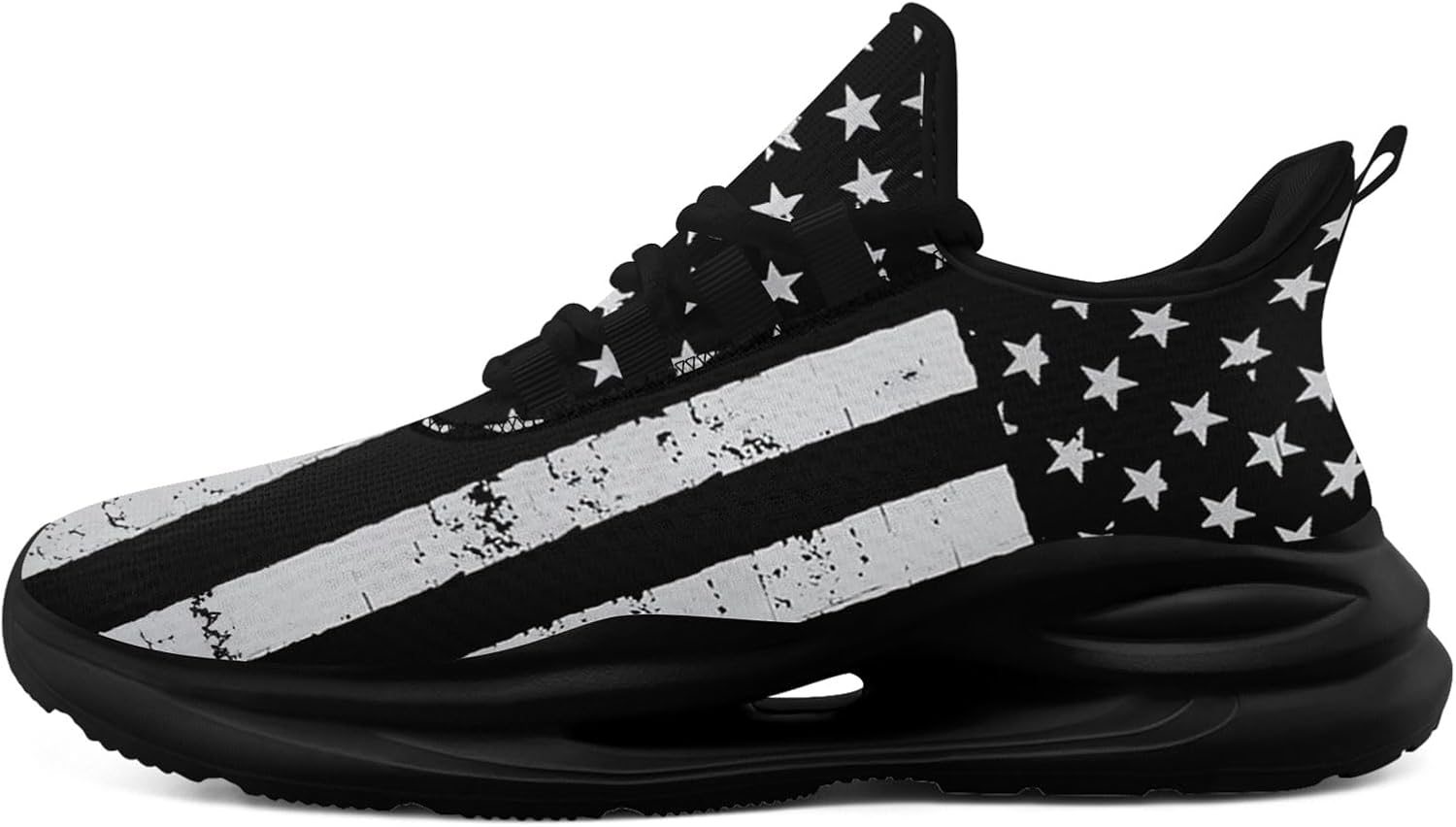 

Мужские беговые кроссовки с сеткой, дизайн с американским флагом для патриотических энтузиастов и ветеранов Onegam, черный/черный