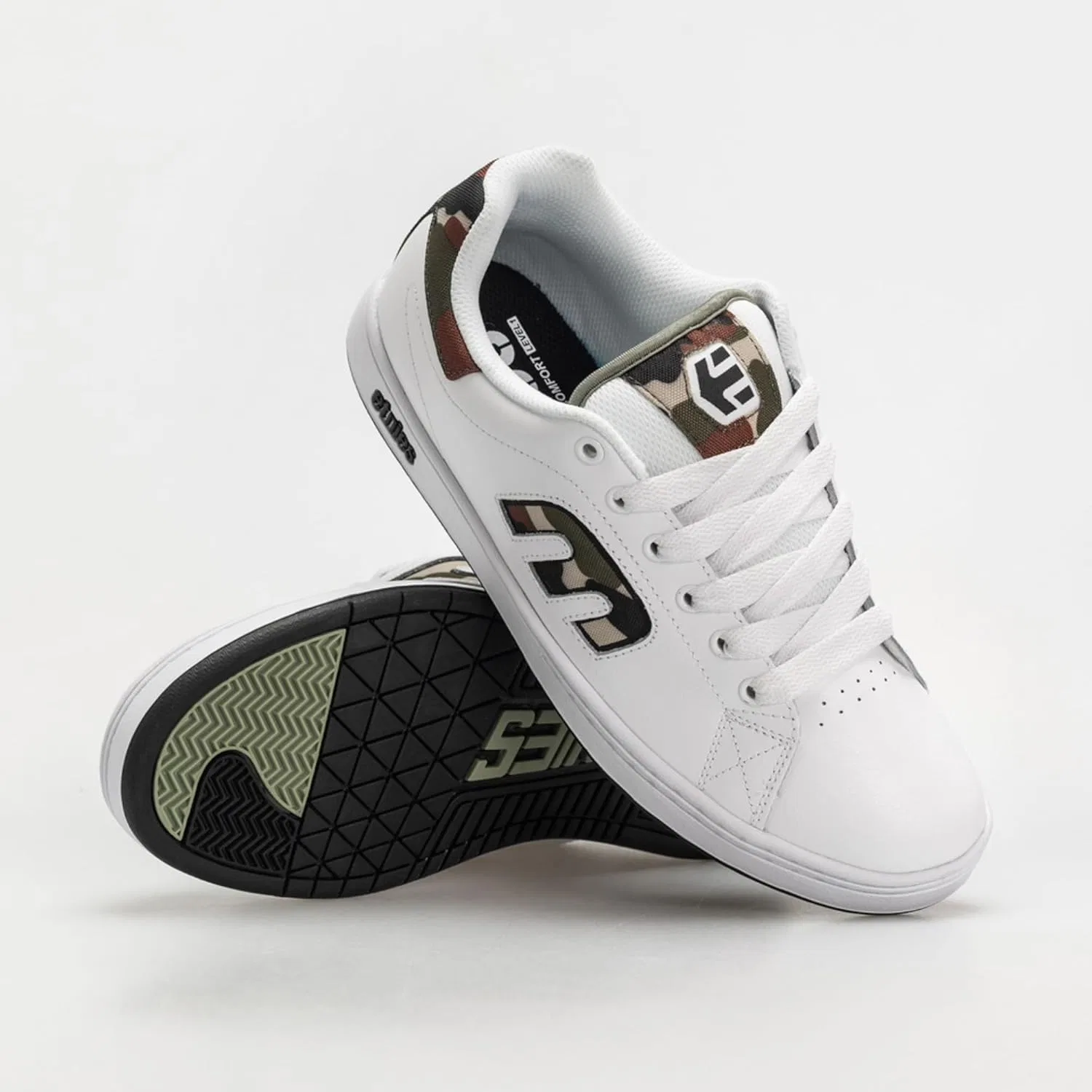 Кроссовки Etnies Callicut Heritage Skate Style с объемным дизайном, массивной подошвой в стиле 90-х, усиленной чашеобразной подошвой и амортизацией, для повседневной носки, White Camo — фото 3