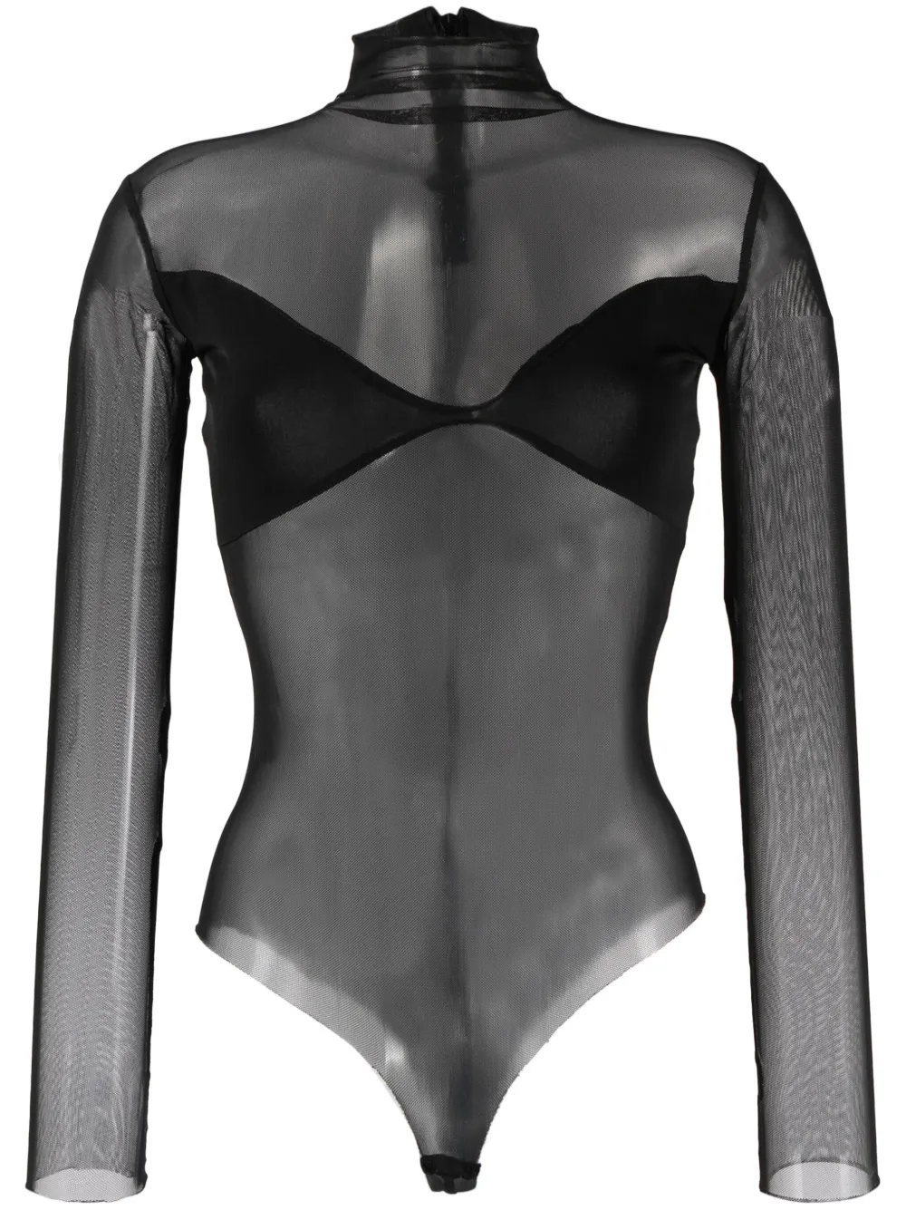 

Полупрозрачное боди с высоким воротником Atu Body Couture, черный