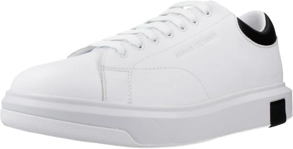 Мужские кроссовки Armani Exchange Action из кожи с боковым логотипом и шнуровкой, Op White Black