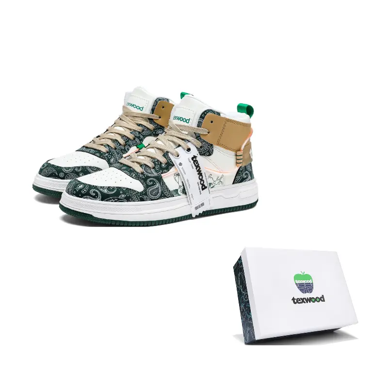 

TEXWOOD Высокие скейтерские кроссовки мужские бело-зеленые, цвет White Green