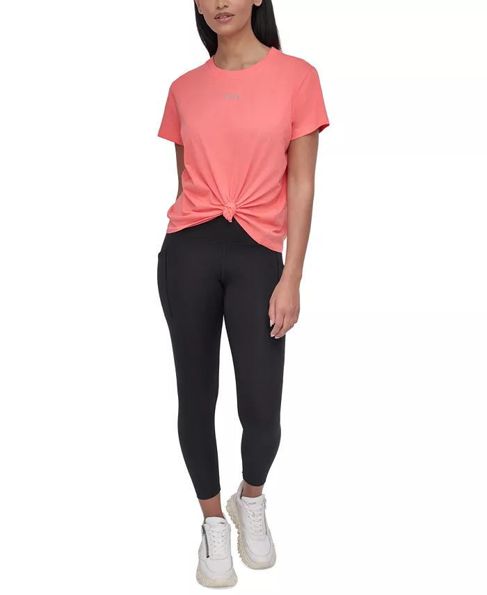 

Женская футболка с логотипом и шипами DKNY, розовый