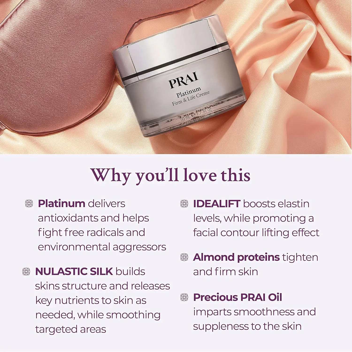 PRAI Beauty Platinum сыворотка и крем дуэт для лица, глубокое увлажнение и антивозрастной уход — фото 4