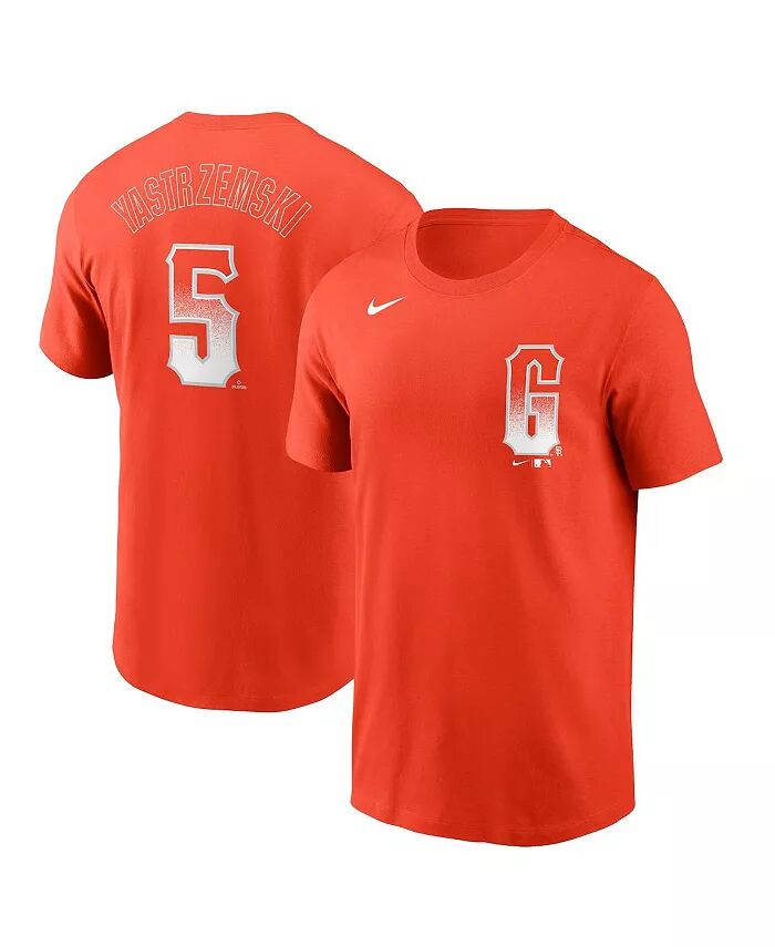 

Мужская футболка с именем и номером Майка Ястрземски из команды San Francisco Giants City Connect Orange Nike