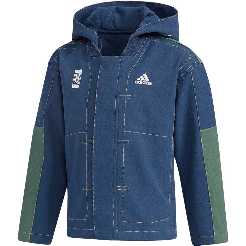 Куртка детская с капюшоном Adidas джинсово-синяя