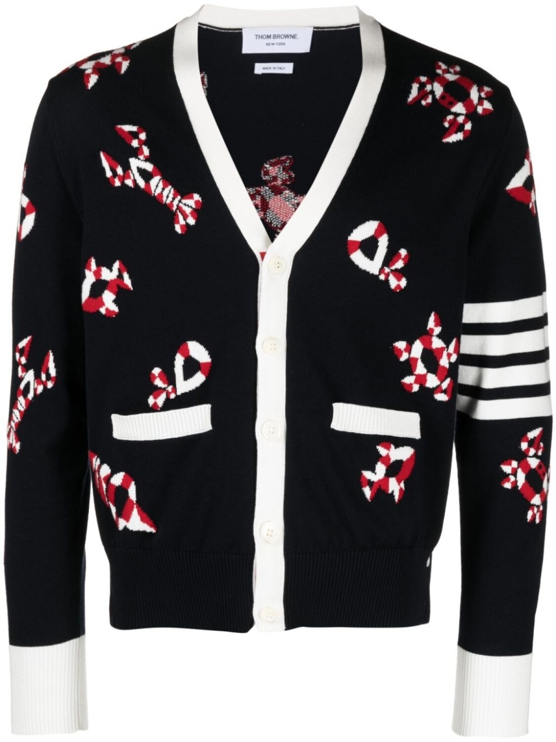 

Кардиган Gem Icons вязки интарсия Thom Browne, синий
