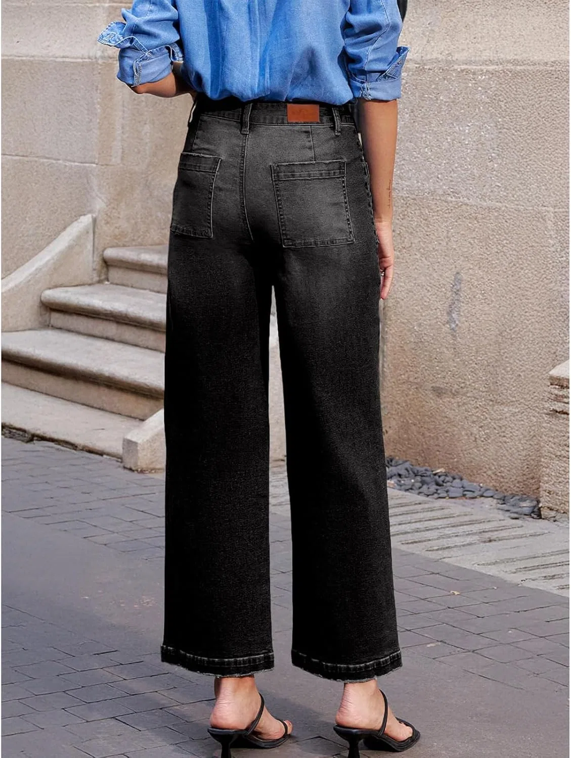 Джинсы свободные, High Waisted, черный — фото 3