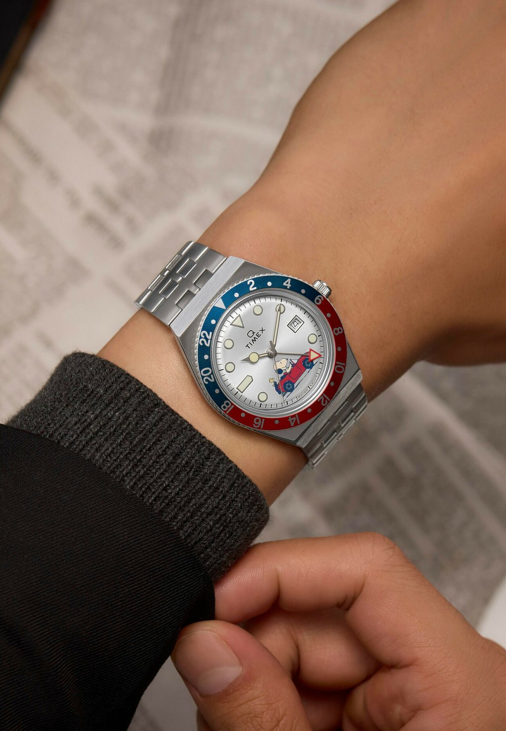 

Часы QUARTZ GMT PEANUTS - CAR Timex, серебряный