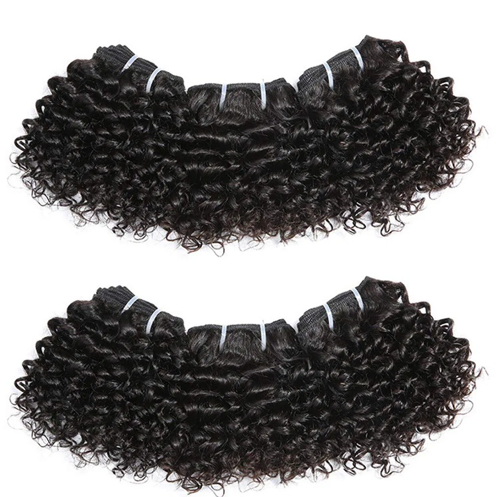 Перуанские короткие кудрявые пучки из 100% натуральных волос Aiokrtse, Frizzy Natural Black