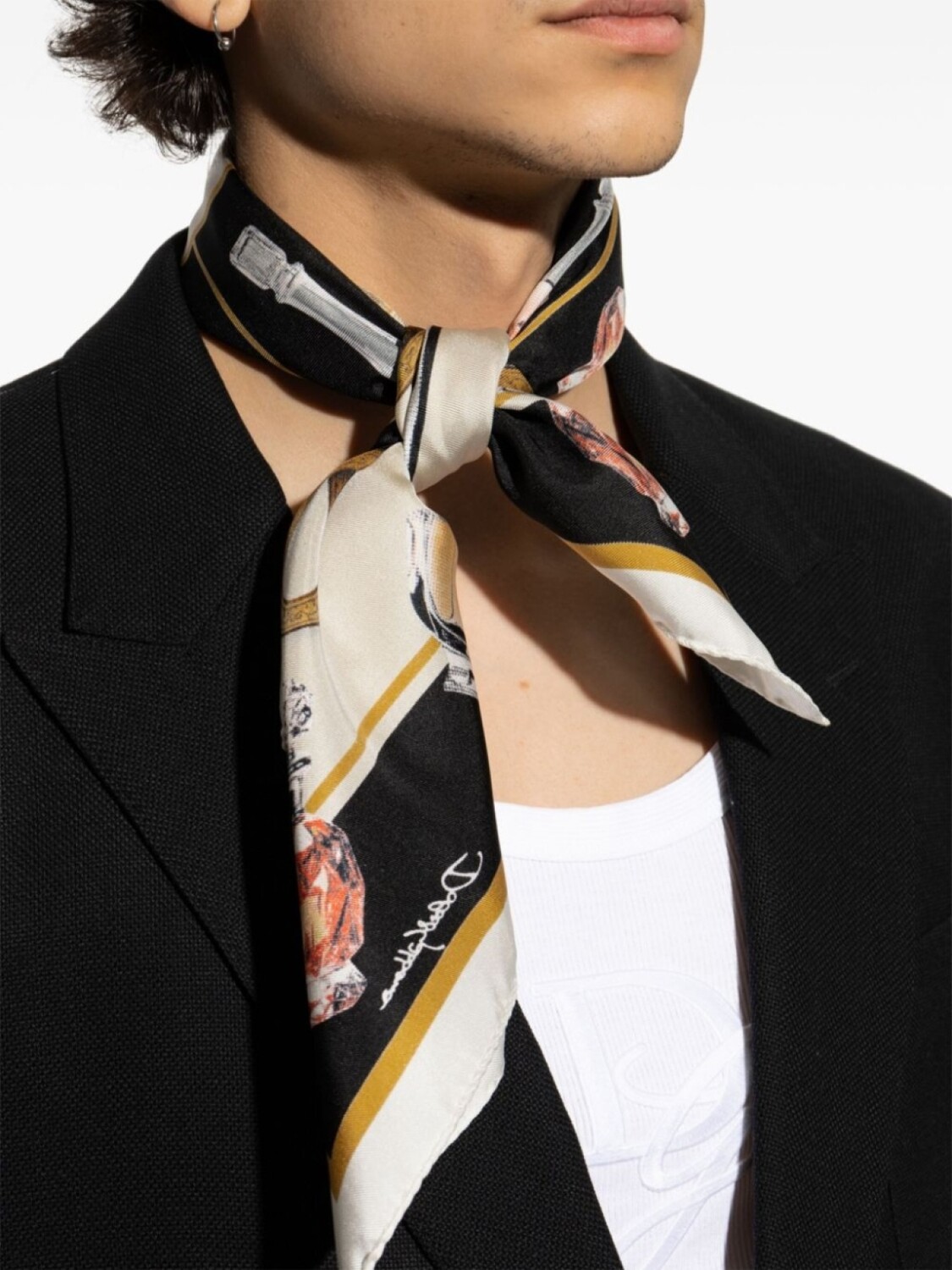 Шарф с принтом флакона духов Dolce & Gabbana, черный — фото 4