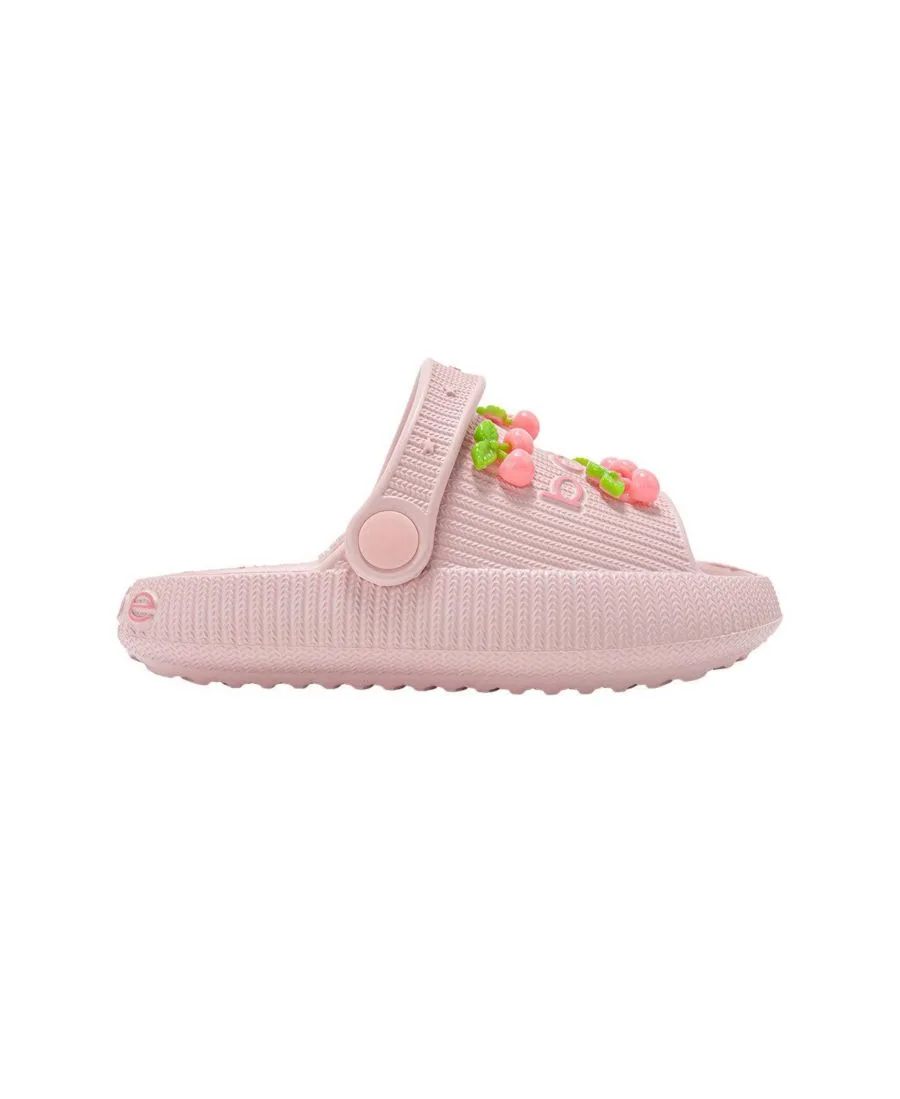 Легкие шлепанцы из ЭВА для маленьких девочек с вишневыми подвесками Bebe, baby розовый — фото 3
