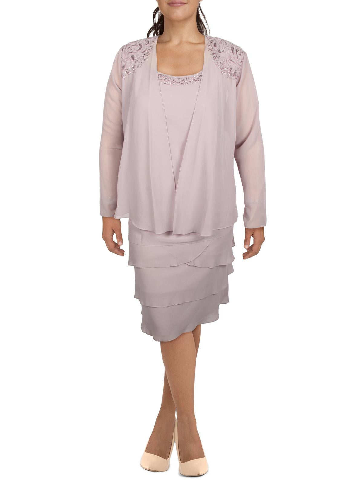 

Плюс Женское Шифоновое Платье 2PC С Курткой SL Fashions, цвет lavender frost