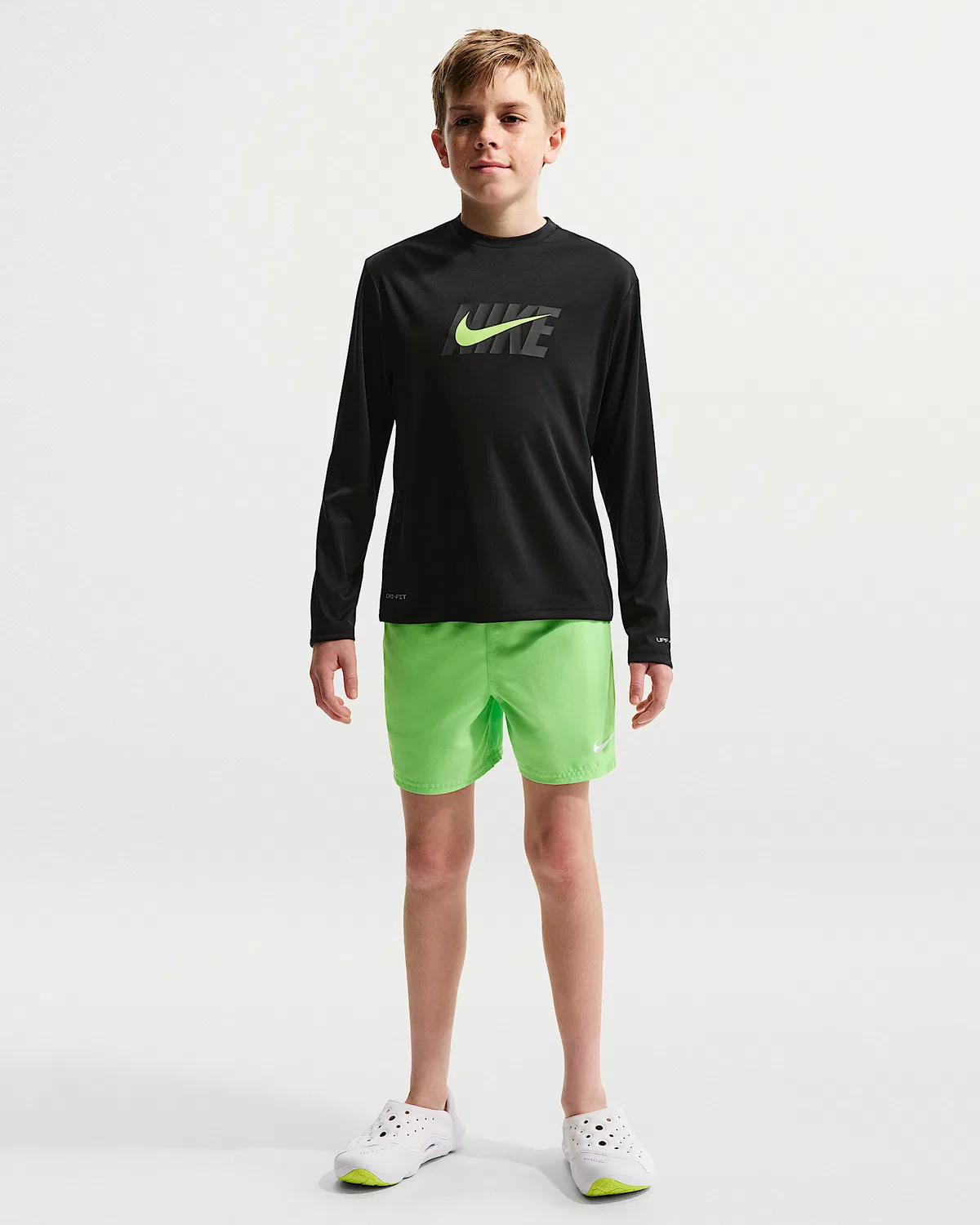 Детская (мальчиковая) длинная футболка Nike Swim Hydroguard Dri-FIT UV, Black — фото 4