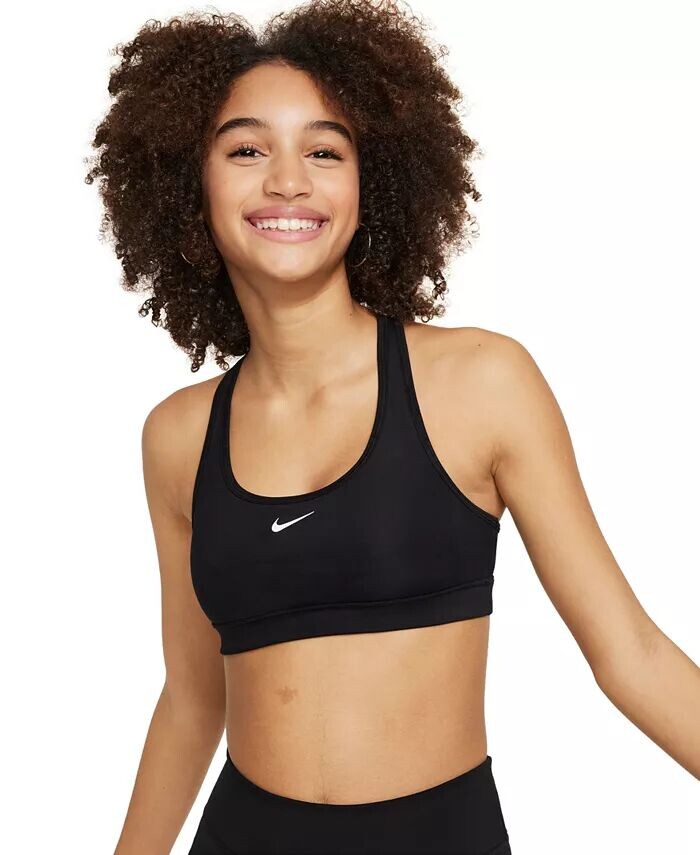 

Спортивный бюстгальтер с галочкой для больших девочек Nike, черный