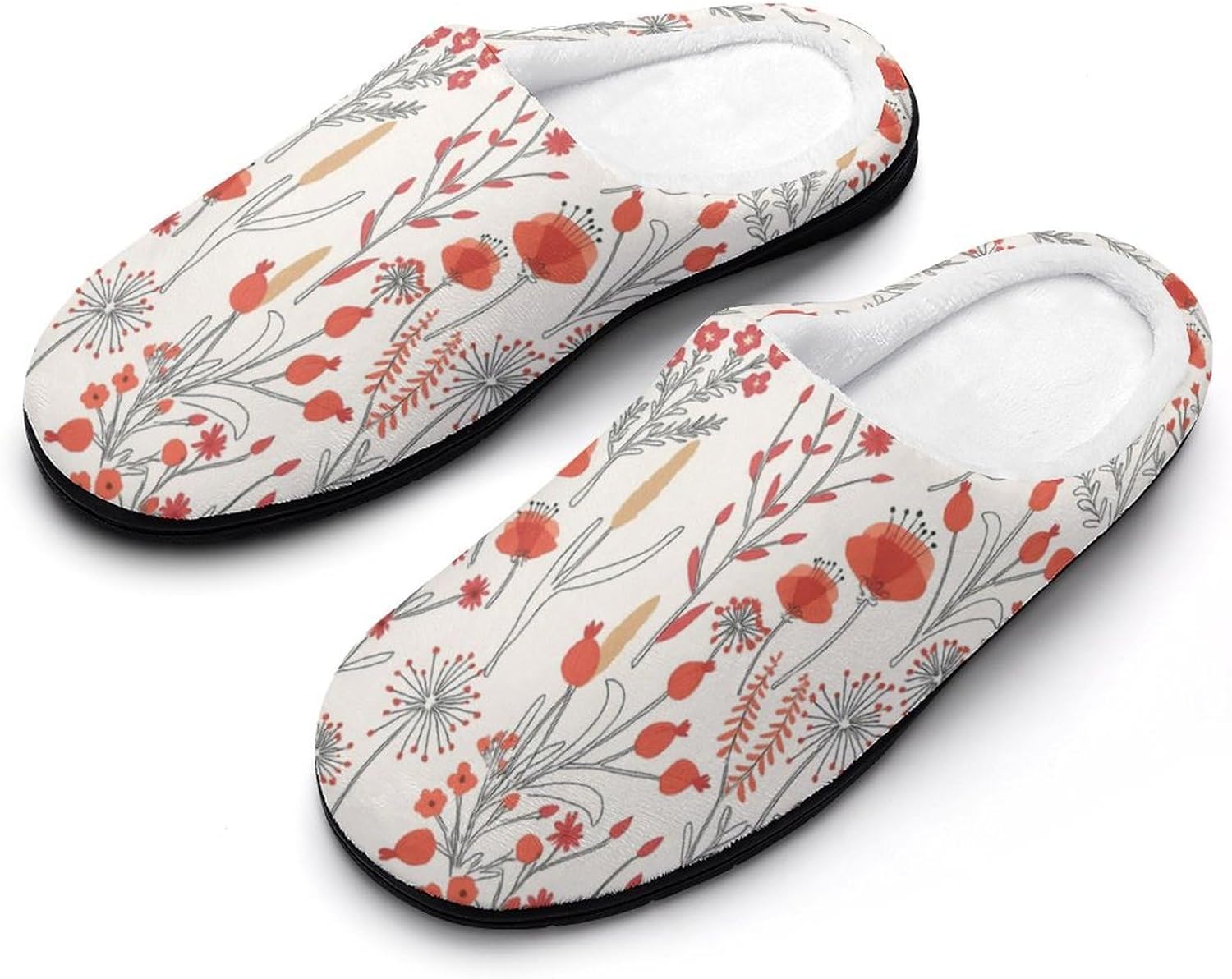 

Домашние тапочки KKdskkds из хлопка с рисунком кактусов, суккулентов и цветов. Нескользящие, уютные, теплые, дышащие, Crimson Wildflowers