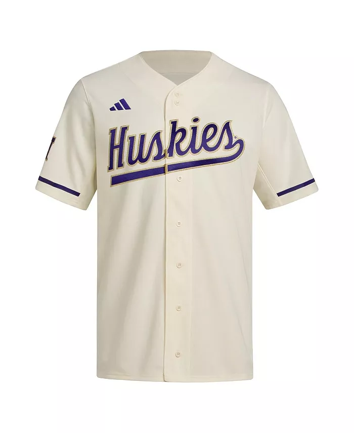 Мужская бейсбольная реплика джерси Washington Huskies кремового цвета adidas — фото 3